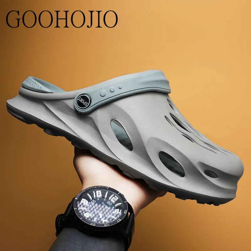 

Мужские Пляжные Шлепанцы из ЭВА, сандалии с перфорацией, тапочки для улицы, летняя модная обувь, Тапочки, сланцы