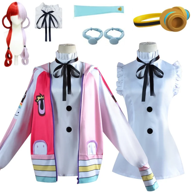 Anime Shanks Daughter Singer Uta Princess Cosplay Costume Accessories Coat Dress Earphone Sleeve Wig Halloween Suit