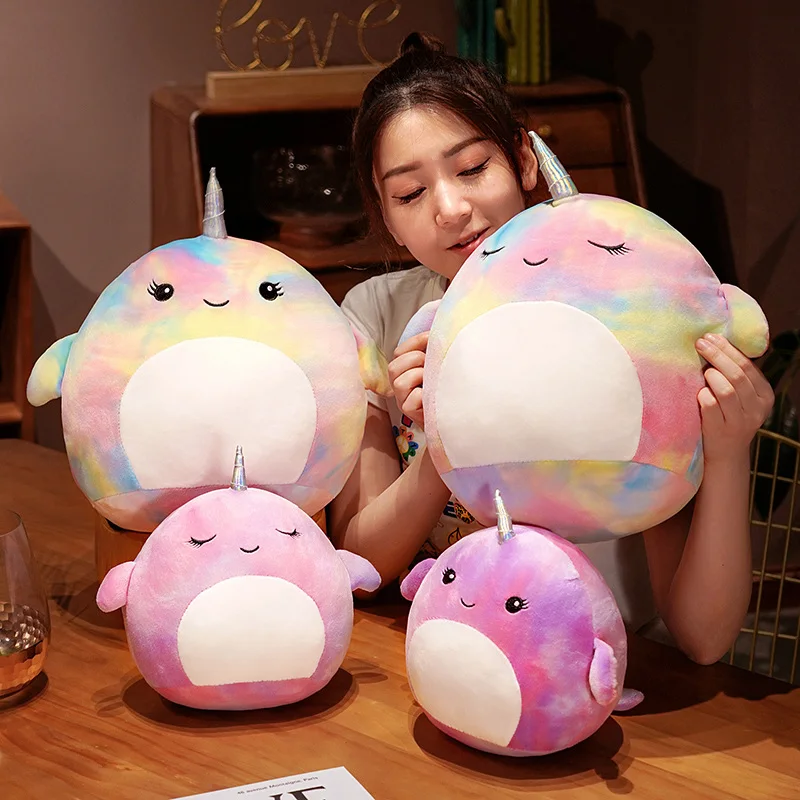 

Cute Colorful Narwhal Plush Toys Stuffed Whale Unicorn Fish Doll Soft Animals Pillow for Baby Girls Kids Birthday Gift 25/45cm