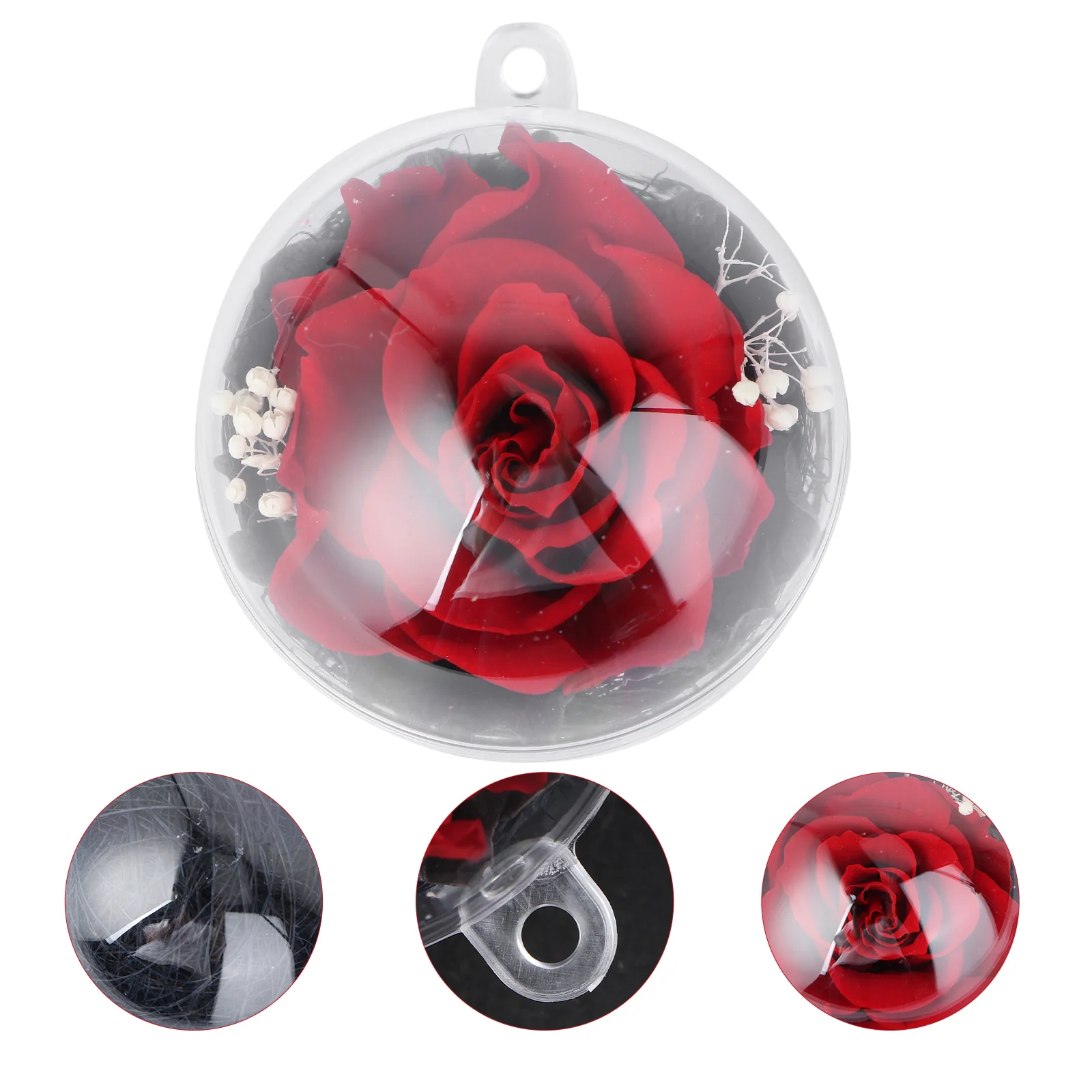 

Christmas Flowerball Charms Preserved Rose Natural Eternal Sphere Clear Decoration Baubles Ornament Dried Gift Favors Party