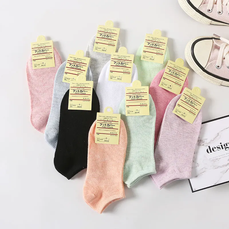 10 Pairs Candy Color Cotton Women boat Socks Woman Funny Low Cut Ankle Sock Dropship school girl sox white grey black purple
