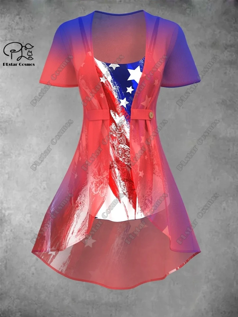 Женская Новинка патриотическая женская одежда PLstar Cosmos с 3D принтом прозрачный