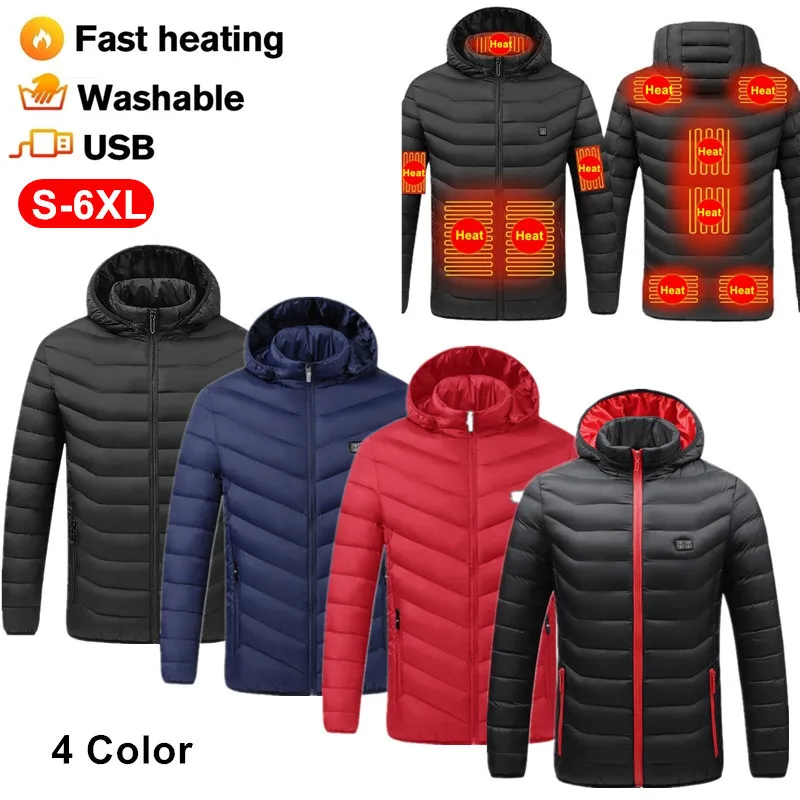 

11 Areas Washable Heated Jacket USB Winter Outdoor Heating Jackets Warm Sprots Thermal Coat Clothing Heatable Cotton jacket