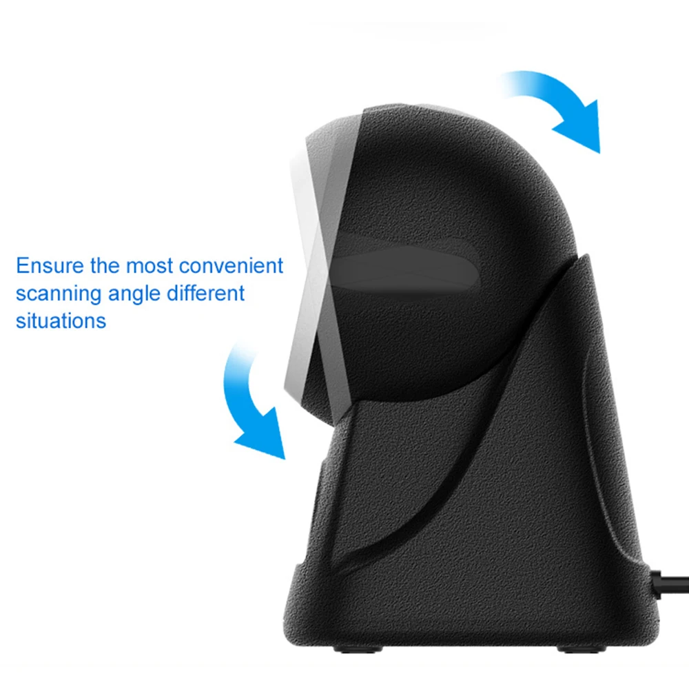 2D Desktop Barcode Scanner Handsfree 1D QR PDF417 Code With Adjustable Scan Head For PC POS Windows Linux Android |