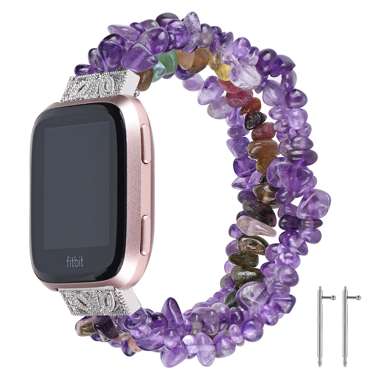 Fashion jewelry strap for Fitbit versa2  women Irregular rough stone bracelet chain for versa lady Contrasting color Agate wrist