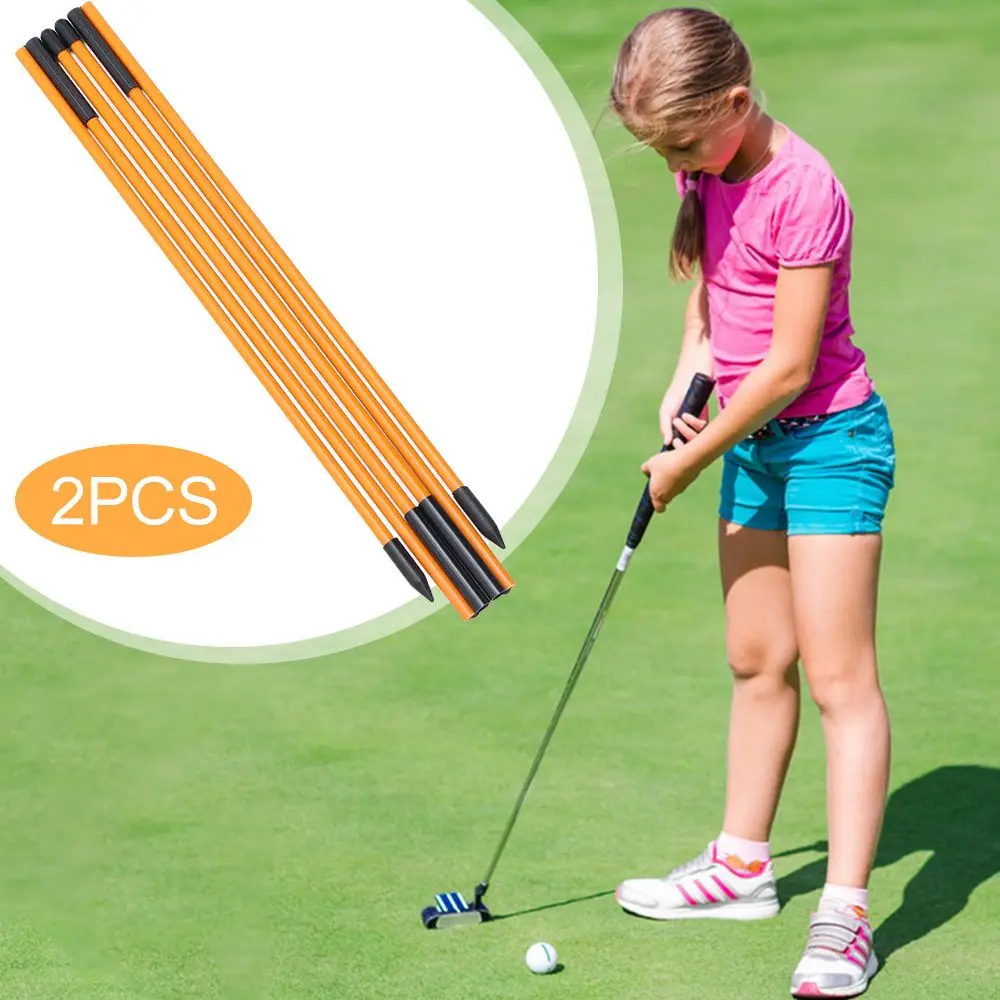 

Orange Color Gold Pointing Sticks Golf Alignment Sticks Golf Putting Position Training Tool Swing Training Aid