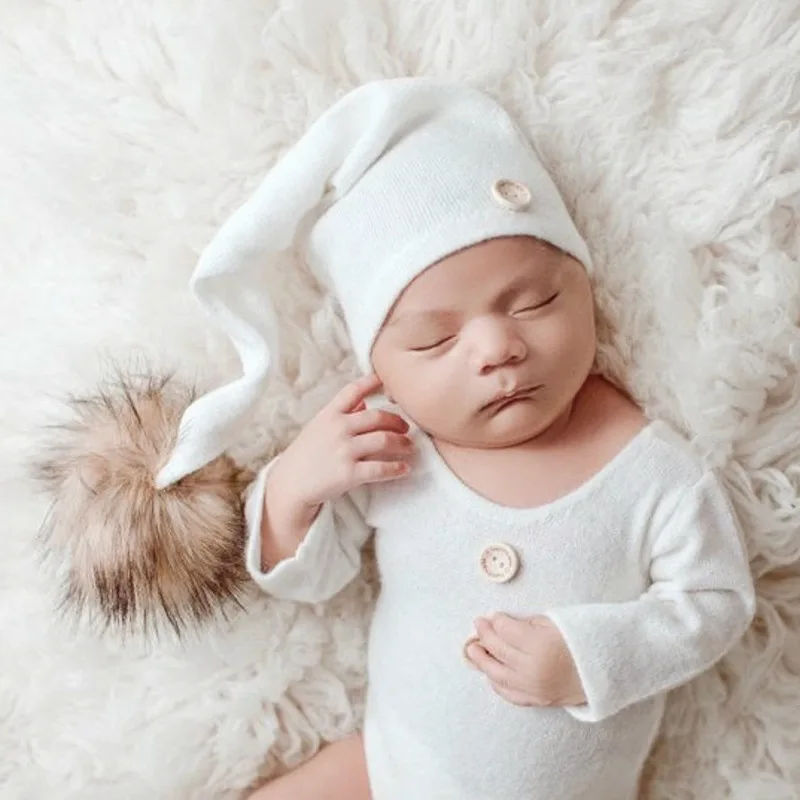 Newborn Photography Clothing Baby Long Tail Cap+Jumpsuit 2Pcs/Set Infant Fotografia Props Accessories Studio Shoot Boy Clothes