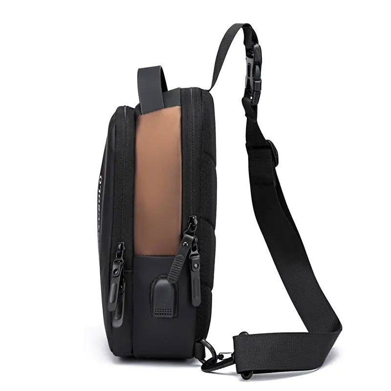 New men's chest bag travel shoulder bag waterproof sports anti-theft men's USB charging high-capacity crossbody bag sling bag