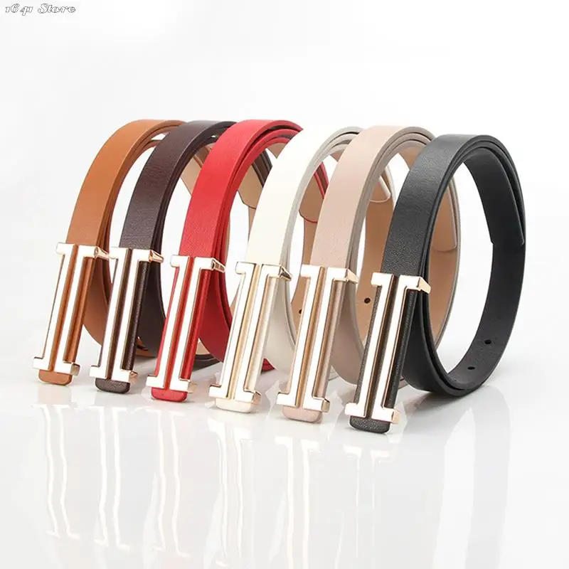 

NEW Fashion Leather Thin Belt for Women Personality Metal Buckle Waist Strap Designer Ladies Trouser Dress Decoration Waistband