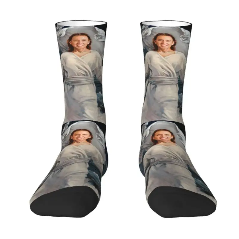 

Nicolas Cage Walking On Water Dress Socks Men Women Warm Fashion Novelty Funny Meme Crew Socks