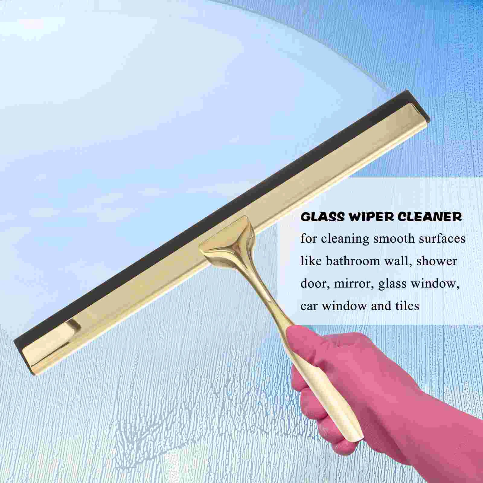 Shower Squeegee Deluxe 304 Stainless Steel Wiper Scraper for Bathroom Glass Door Mirror Windows Tiles (Golden)