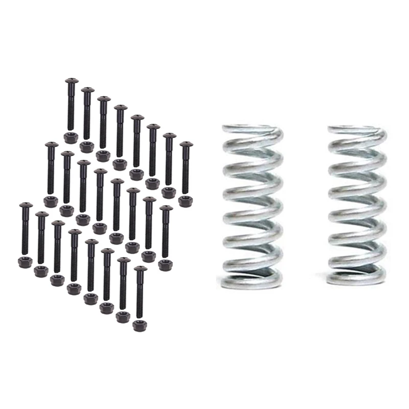 

1 Set Longboard Skateboards Screws Mounting Bolts Set(1.22Inch) & 2 Pcs Skateboard Bracket Base C7 Bridge Spring,Silver