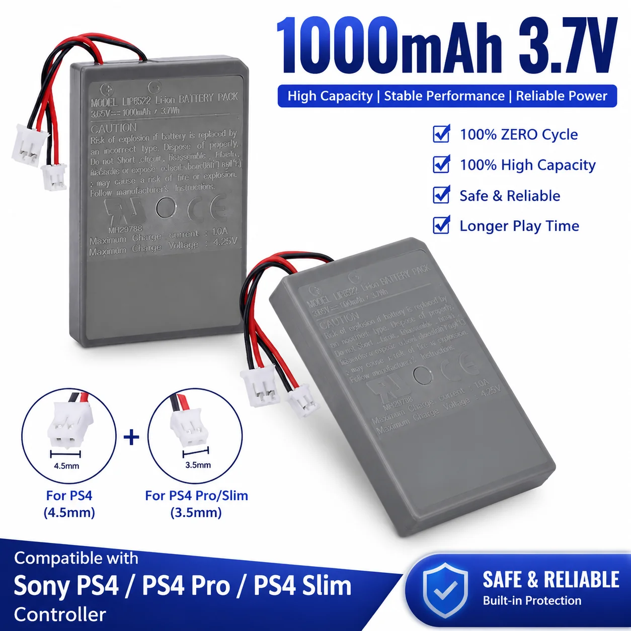 Фото Аккумулятор литиевый перезаряжаемый PURFIELD LIP1522 3.7V 1000mAh для контроллера Sony PS4 Pro Slim DualShock V2 CUH-ZCT2 с инструментами №1