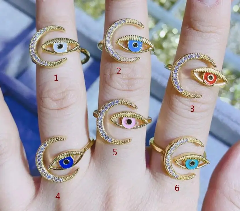 

1 шт. Новый стиль Золотой Цвет турецкий глаз Открытые Кольца Кристалл Цирконий кольцо для женщин минималистичные кольца ювелирные изделия ...
