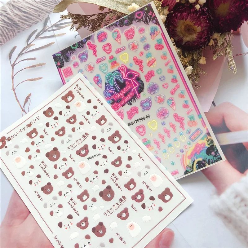 Новинка наклейка для ногтей в японском стиле сделай сам Фламинго Мишка Тедди