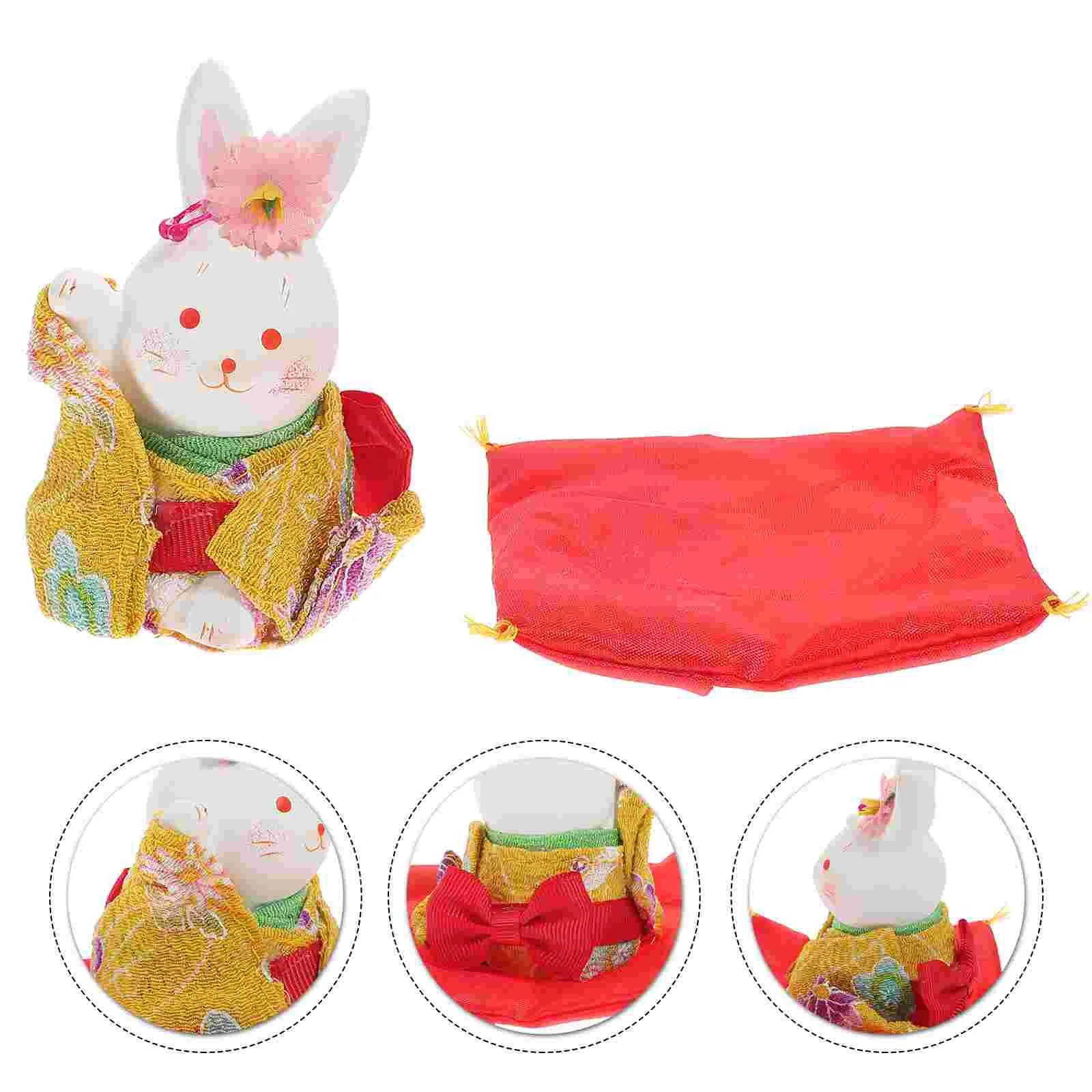 

Bunny Ornament Model Accessories Kimono Figure Jewelry Accessories Lucky Rabbit Statuette Housewarming Gift Decor
