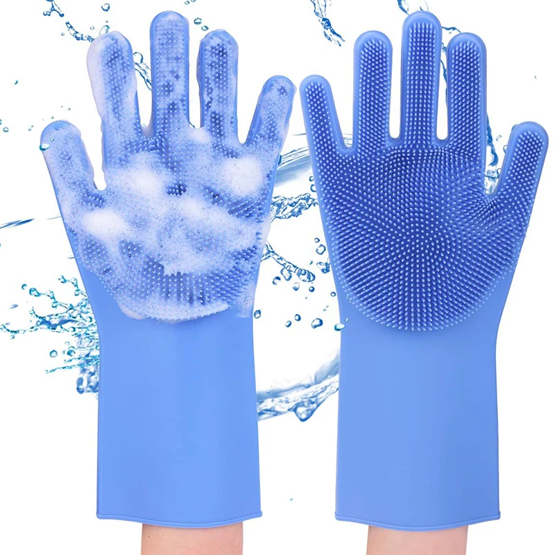 

Волшебные силиконовые перчатки для мытья посуды, многоразовый скребок, губка для мытья посуды, чистящие перчатки с щеткой, скребок, кухонны...