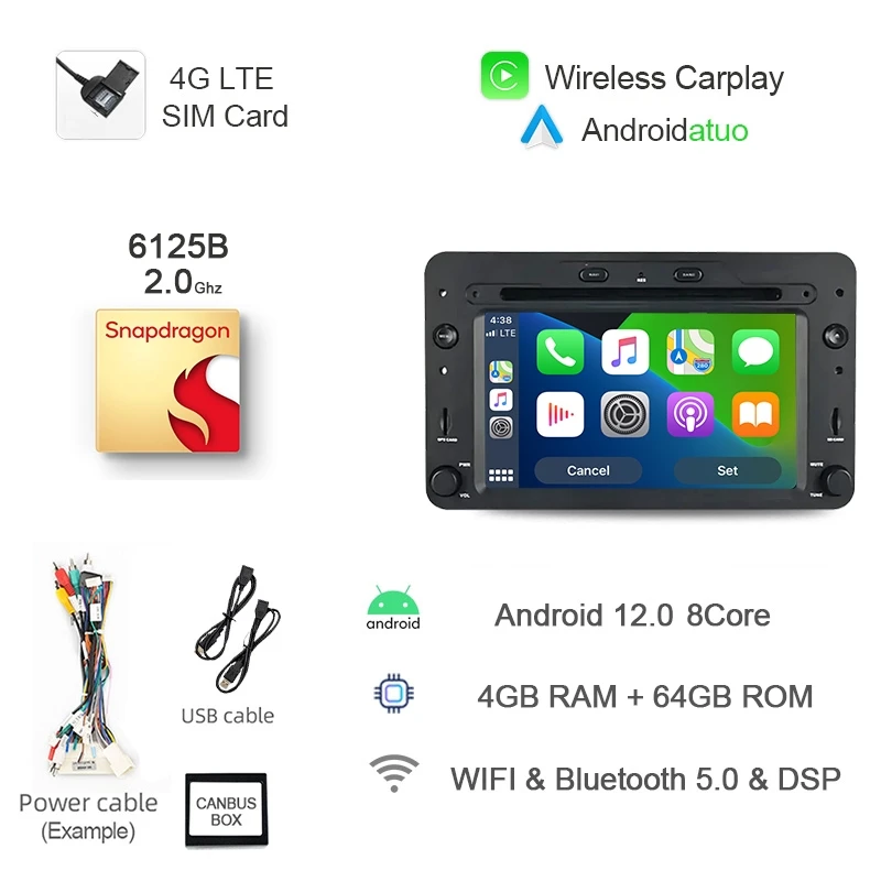 

Carplay Auto Android 12 автомобильный проигрыватель с радио и GPS навигация Авторадио для Alfa Romeo 159 939 2005-2011 Sportwagon Spider Brera