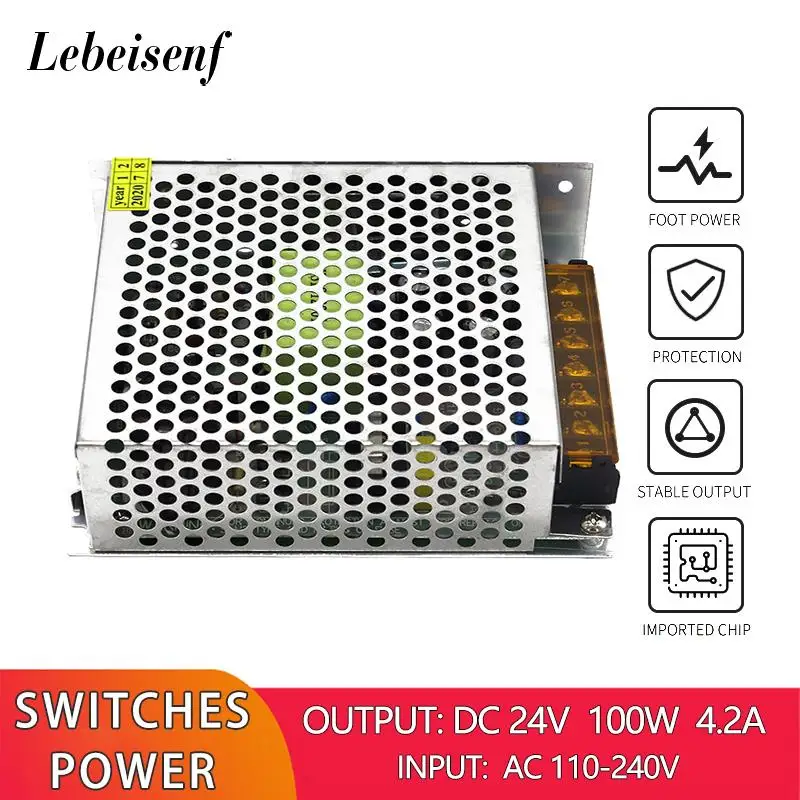 

AC to DC 24V 100W 4.2A Switching Power Supply Converter 100-240VAC Inverter LED Strip Lighting Device Driver Adapter Transformer