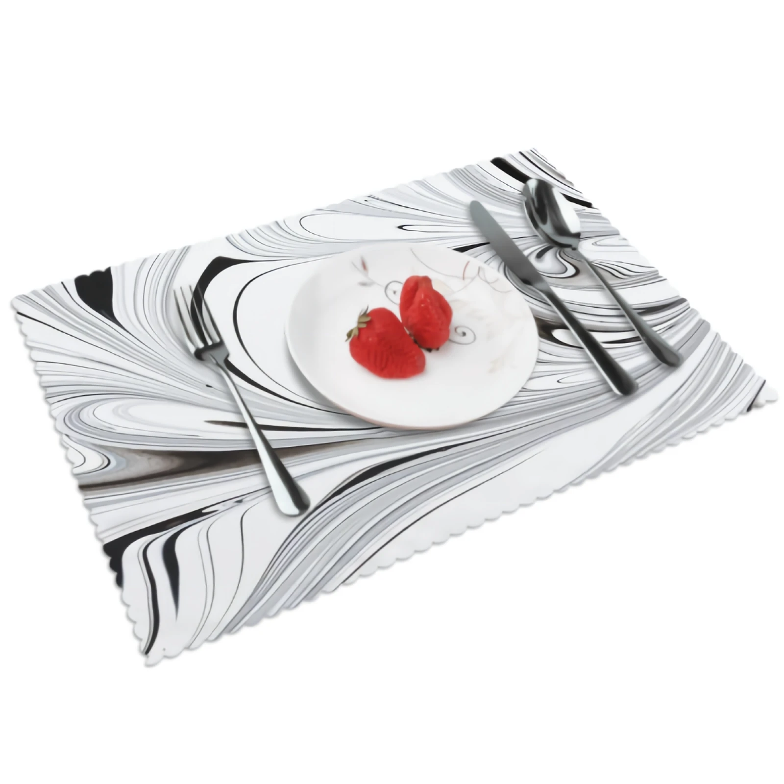 

White and Black Marble Placemats Modern Abstract Placemat Set of 4 Heat-Resisting Non Slip Table Mats