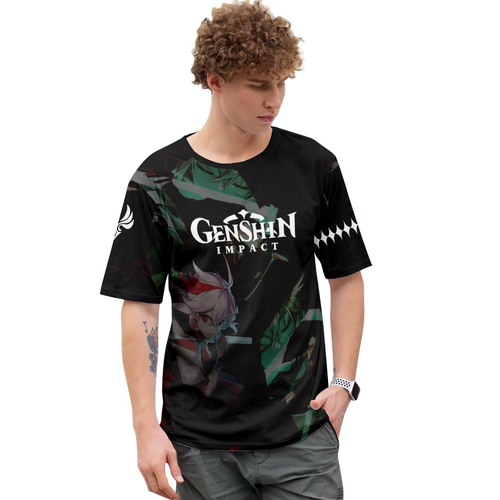 

Футболка унисекс с принтом Genshin Impact, футболки большого размера, повседневная детская одежда, футболки для родителей и детей, Новинка лета 2022