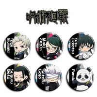 6pcs1lot anime jujutsu kaisen panda gojo satoru figure 793 metal badges round brooch badge pin bedge gifts kids toy