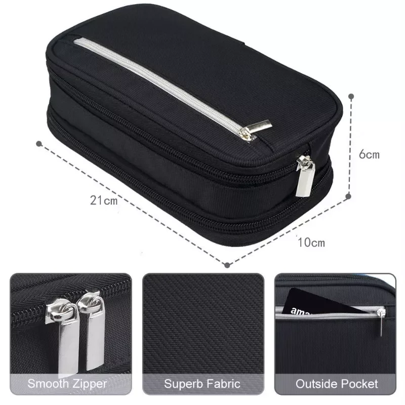 

Triple-layer Nylon Pencil Bag Large Capacity Pencil Case Mobile Phone Earphone Holder Student Stationery Organizer