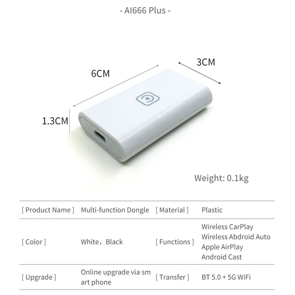Фото Адаптер CarPlay беспроводной 4 в 1, USB, Apple CarPlay, Android №3