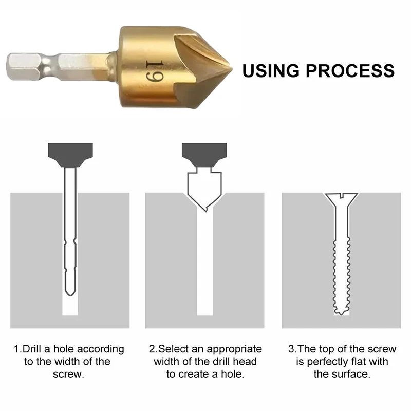 Набор сверл с зенковкой для деревообработки шестигранным адаптером головки