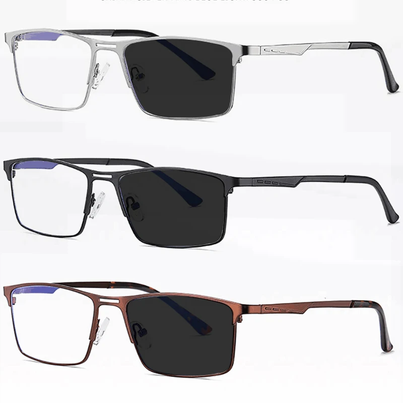 

Outdoor sports photochromic reading glasses men's 2022 full frame fashion anti-blue light hyperopia glasses +0 To +6.0