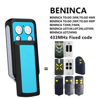 beninca remote control garage door 433 92mhz fixed code beninca t2wk t4wk lot1w lot2w lot4w lot2wms to go 2wp 4wp gate opener