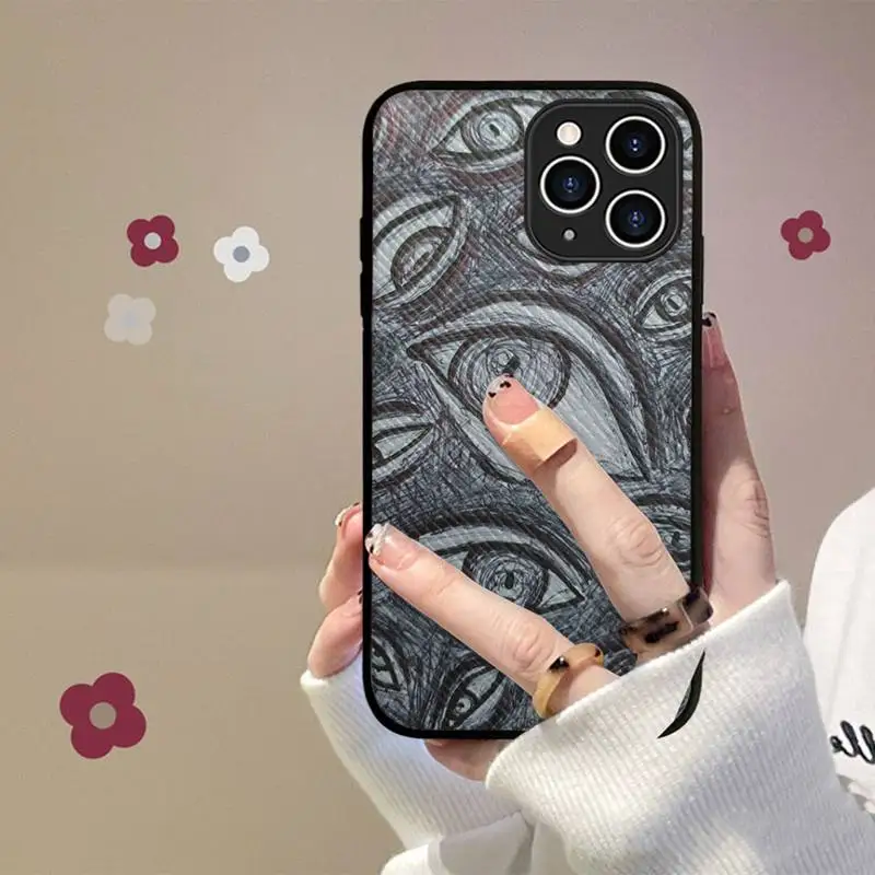 Scary Eyes Phone Case Hard Leather Case for iPhone 11 12 13 Mini Pro Max 8 7 Plus SE 2020 X XR XS Coque