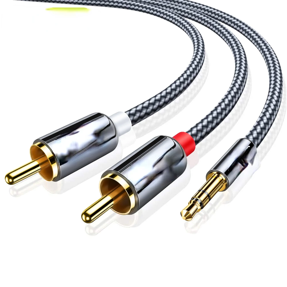 

RCA Audio Cable Jack 3.5 to 2 RCA Cable 3.5mm to 2RCA Male Splitter Aux Cable for TV PC Amplifiers DVD Speaker Wire