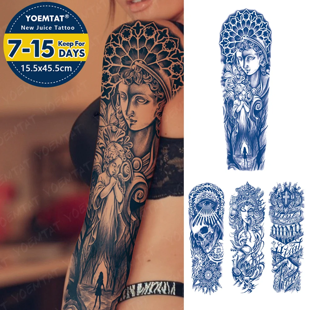 

Полуперманентные травяные чернила большая рука тату Ангел Нун цветы водонепроницаемые временные татуировки наклейки долговечные поддельные тату для женщин и мужчин