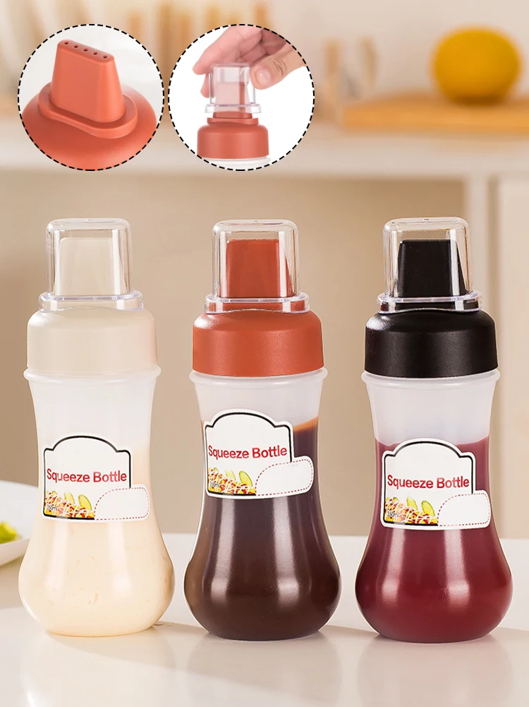 

350ml 5 Holes Squeeze Condiment Bottles With Scales Plastic Sauce Bottles For Ketchup Mustard Salad Dressing Oil Kitchen Tools