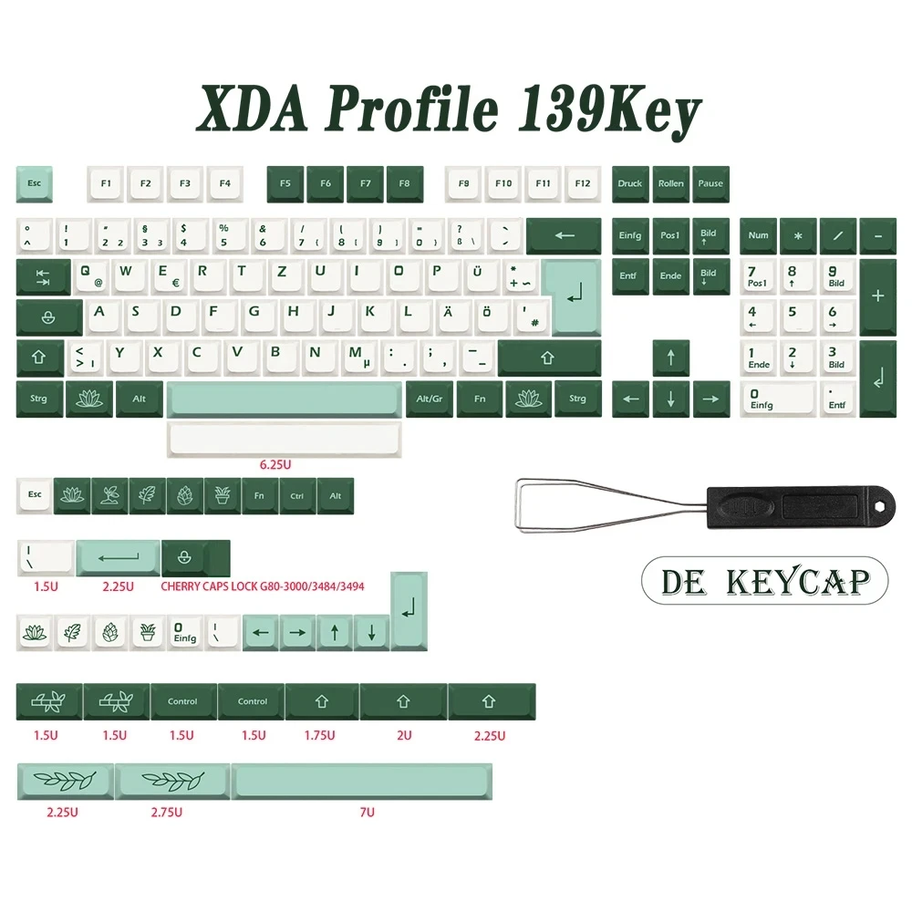 

1 Set Botanical Keycap PBT XDA Profile German French Spain ISO Dye Sub Keycaps For TKL GK61 GMMK PRO 7u AZERTY Keyboard Cap