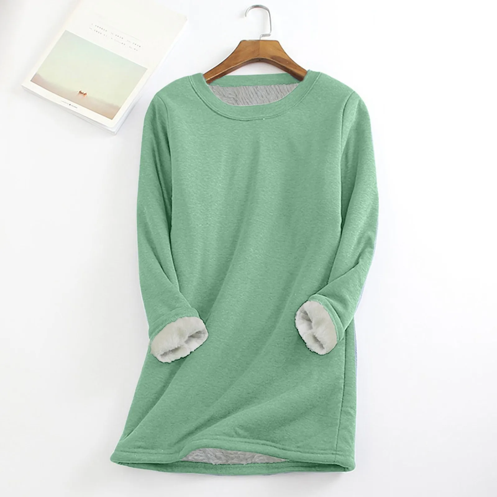 

Women Casaul Top Shirt Thick Fleece Sweatshirt Winter Velvet Warm O Neck Softest Sweatshirt Women Solid Color Sweatshirt Women