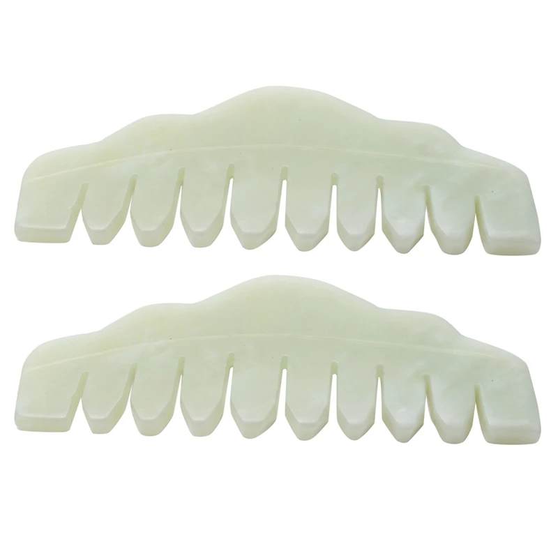 

2X Traditional Nature Jade Comb Massage Spa Acupuncture Head Therapy Trigger Point Treatment On Head Gua Sha Board