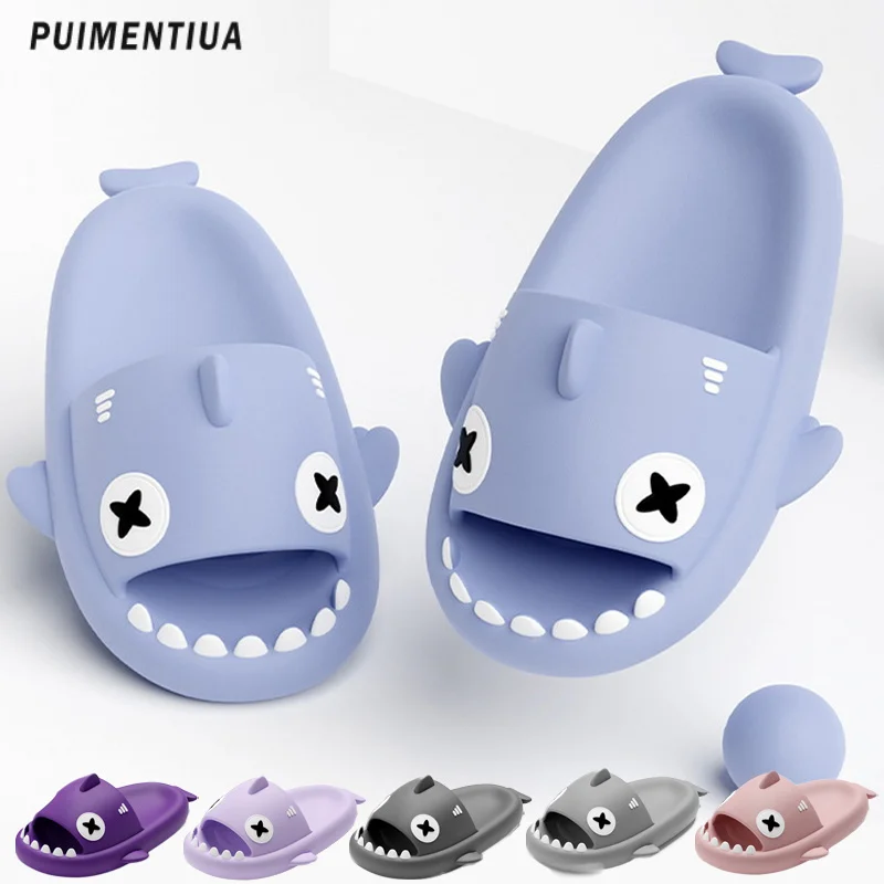 

2023 New Men Fashion Slippers Shark Slides Indoor Household Summer Beach Outdoor Slides Ladies Slipers Platform Cute Mules Flats