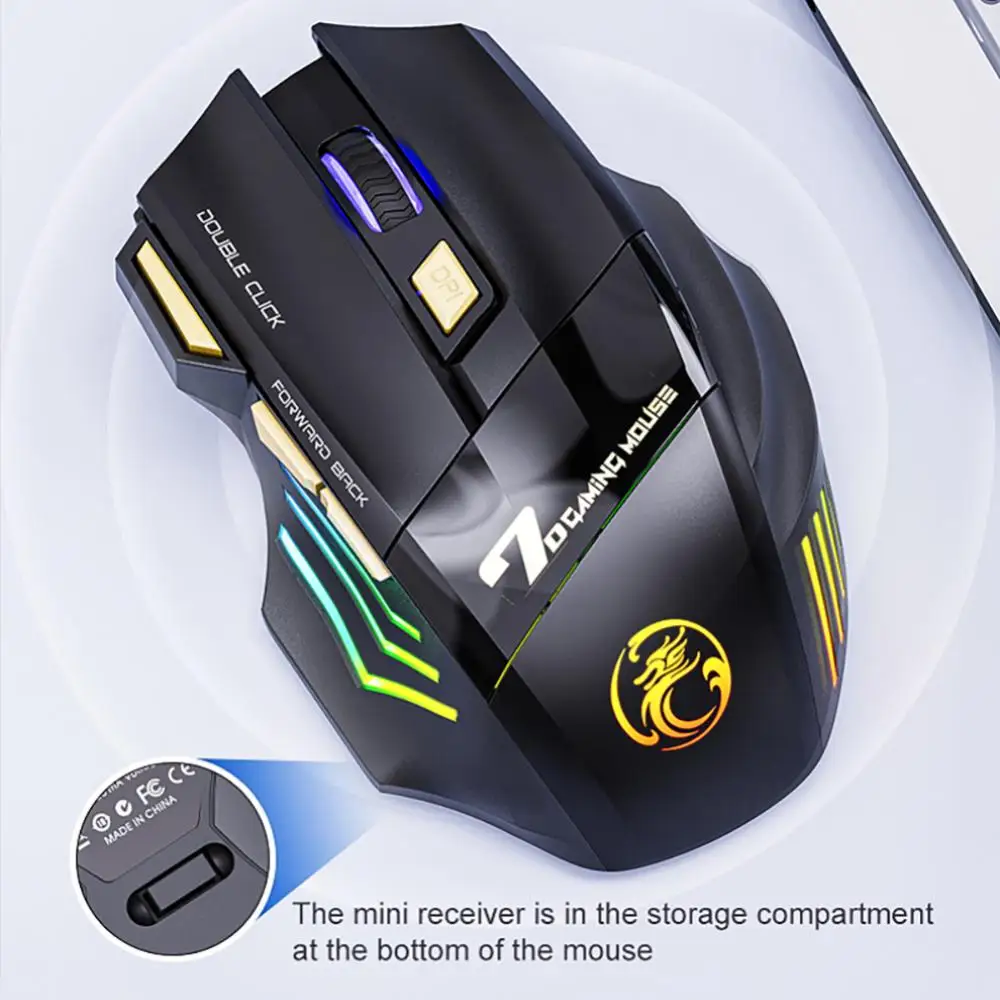 

Professional Rechargeable Gaming Mechanical Mouse 2.4g Mute Wireless Mouse 3200dpi Office Mouse For Game Computer Tablet Pc