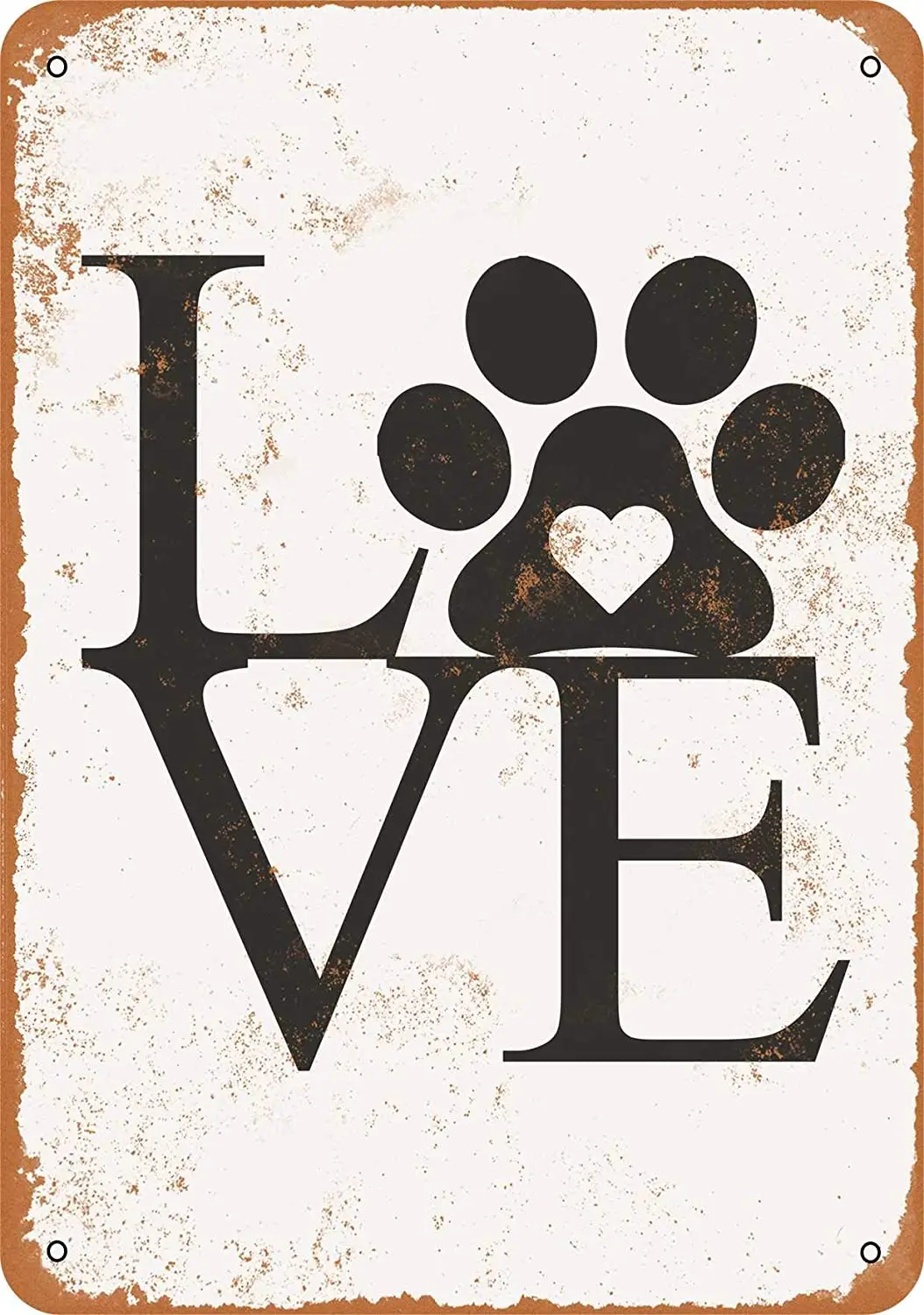 

WallColor 8*12 Metal Sign Love Paw Vintage Look