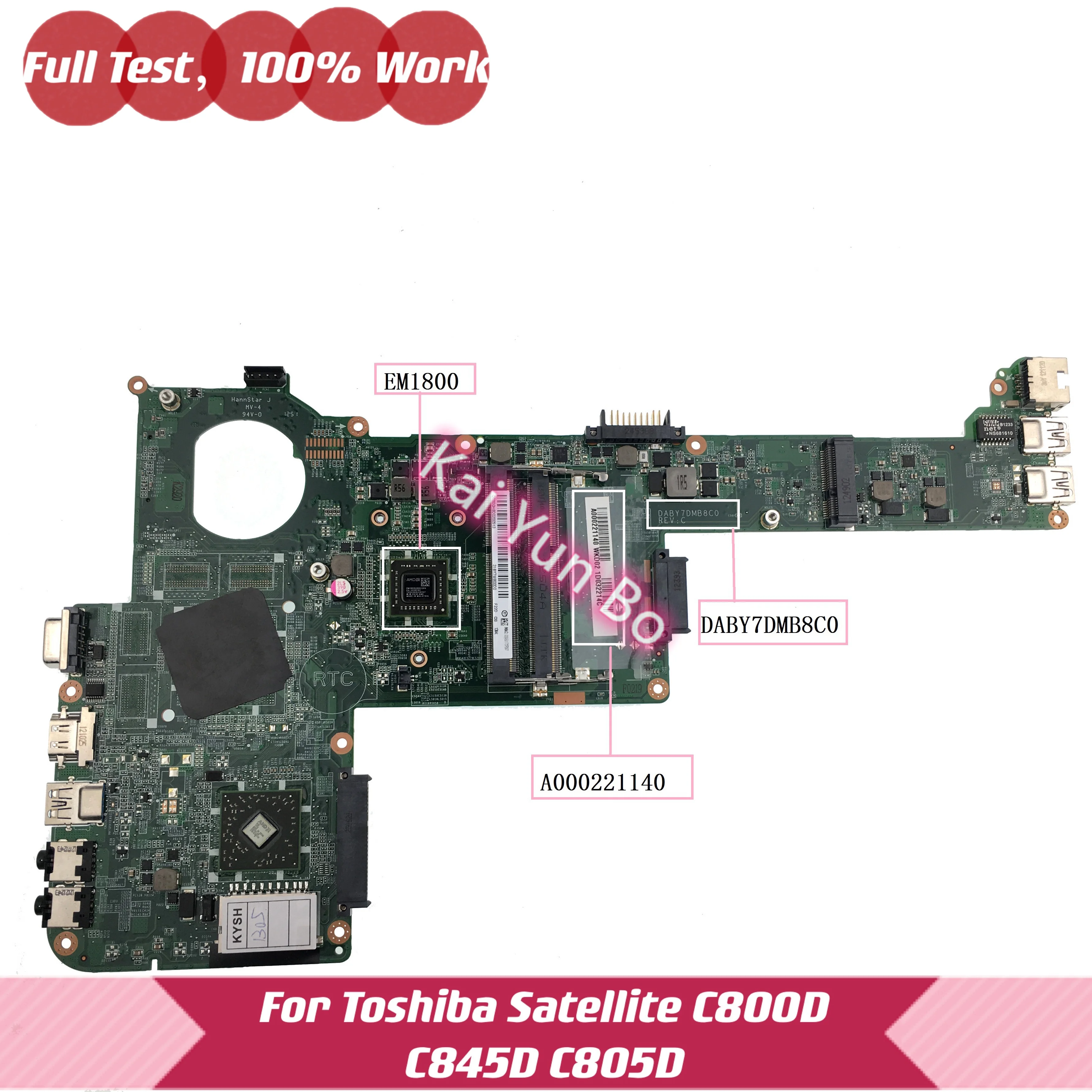 Материнская плата для ноутбука Toshiba Satellite C805 C800D C845D с процессором EM1800 DDR3 100% |