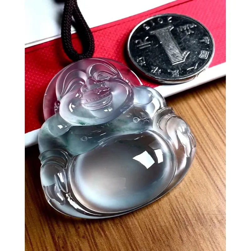 Натуральный полностью зеленый Подвеска Будды из нефрита и ледяного с