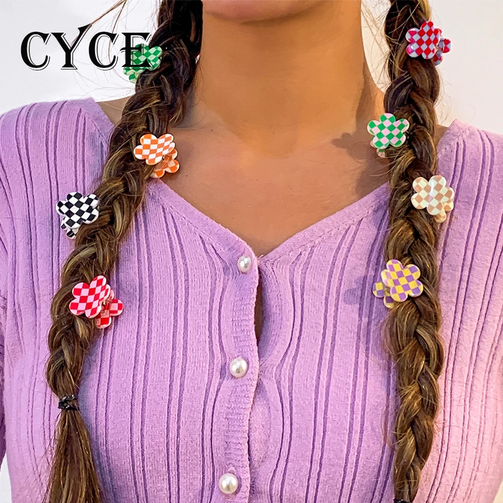 

CYCE 2022 French Retro Color Matching Checkerboard Flower Hairpin Simple Acrylic All-match Hair Clip Fashion Jewelry Accessories