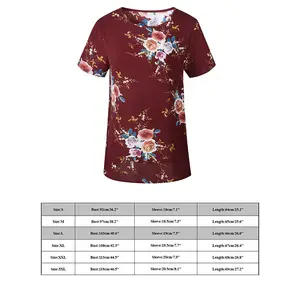 Chiffon Floral Women Top Girl Short Sleeve Round Neck Blouse Summer T-Shirt