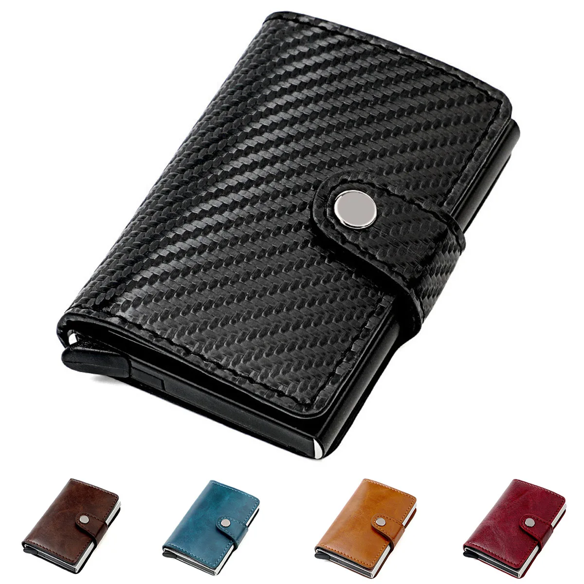 

Carbon Fiber Credit Card Holder Wallets Men Brand Rfid Black Magic Trifold Leather Slim Mini Wallet Small Money Bag Male Purses