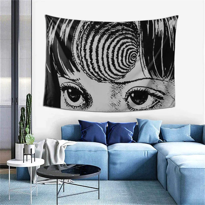 

CRA Junji Ito Tapestry Wall Hanging Aesthetic Japanese Kago Manga Horror Tomie Harajuku Tapestries Polyester Picnic Blanket