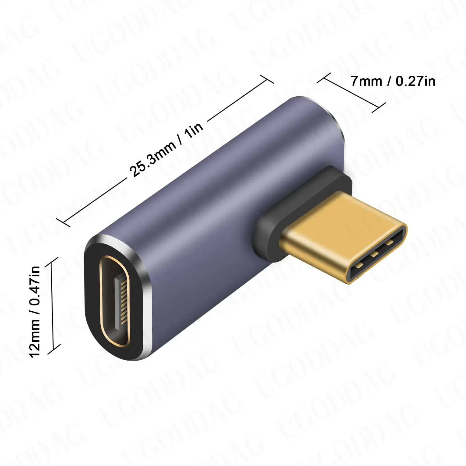 Адаптер USB Type-C с правым/левым углом 40 Гбит/с 100 Вт