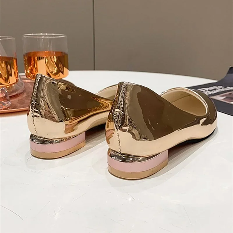 Женские туфли-лодочки золотого серебряного цвета нулевые туфли на квадратном