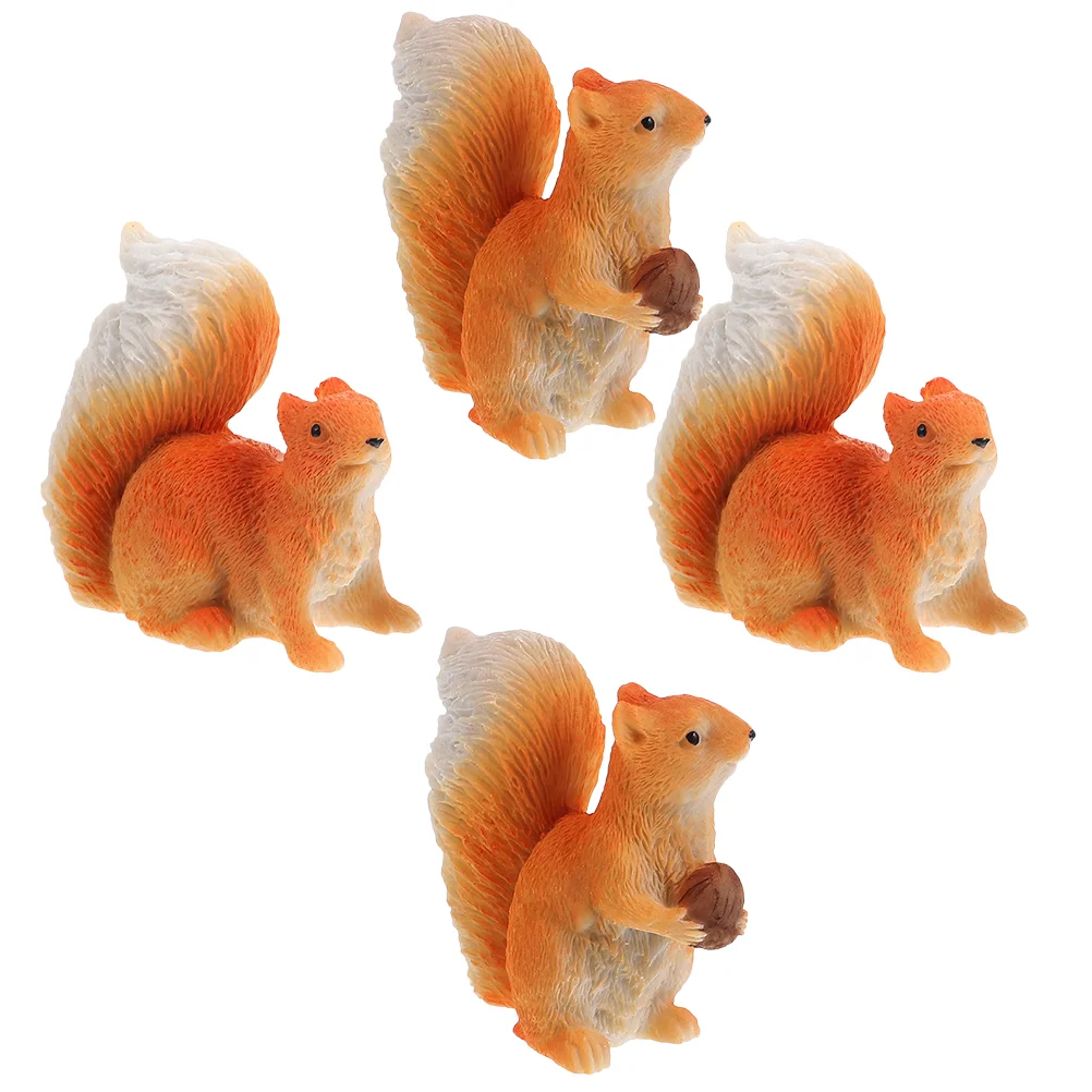 

4 Pcs Fairy Statue Bookshelf Squirrel Figurine Miniature Squirrels Miniatures Adorn Farm Animal Decor